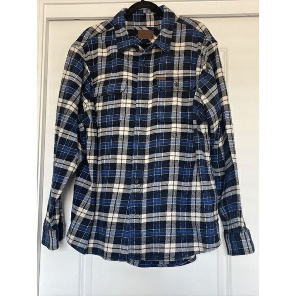 ORVIS FLANNEL SHIRT JACKET Mens XXL Blue Plaid Big Bear Jac Shacket Jacshirt